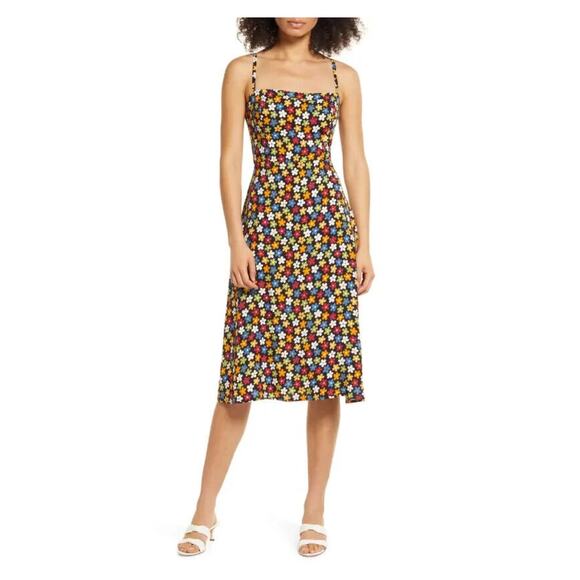 Reformation Crimini Black Multi Afternoon Floral Danica Slip Dress Sz.0 NWT - Picture 1 of 16